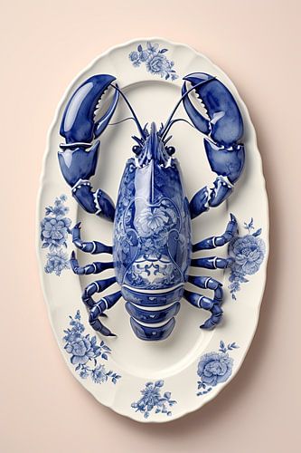 Lobster Luxe - Homard bleu de Delft sur un plat ancien NO 2