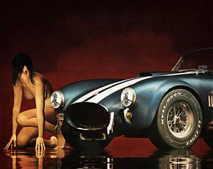 Nu érotique - Femme nue avec une Ford Cobra sur Jan Keteleer