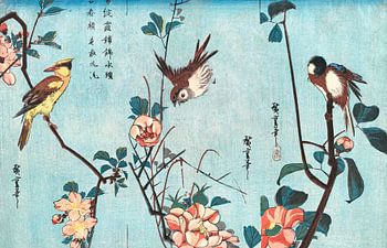 Art japonais ukiyo-e. Oiseaux et fleurs japonais par Utagawa Hiroshige.