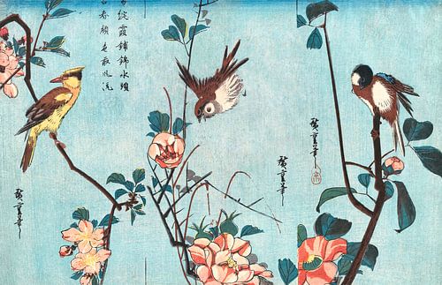 Japanse kunst ukiyo-e. Japanse vogels en bloemen door Utagawa Hiroshige.