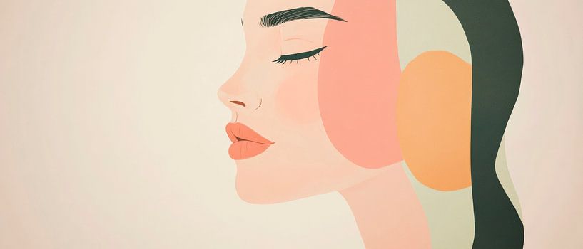 Feminines Profil in sanften Farben von Poster Art Shop