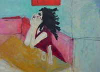 Vrouw in het café