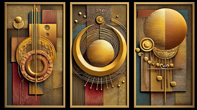 Dekoratives Triptychon in Gold von Amanda Moore