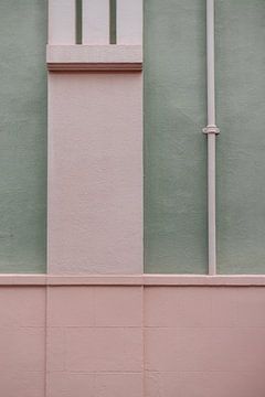 Abstract lijnenspel #1 | Pastel groen en roze foto print | Tenerife reisfotografie van HelloHappylife