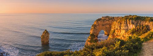 Panorama and sunrise at Praia da Marinha in the Algarve, Portugal by Henk Meijer Photography