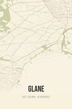 Vintage landkaart van Glane (Overijssel) van Rezona