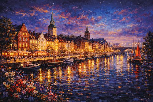 Aalborg in Denemarken, een impressionistisch schilderij.