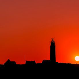 Texel lighthouse Eierland red sky 00