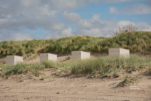 Strandcabines op het zeeuwse strand