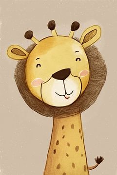 Giraffe illustratie kinderkamer van Maaike de Vries