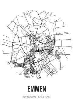Emmen (Drenthe) | Landkaart | Zwart-wit van Rezona