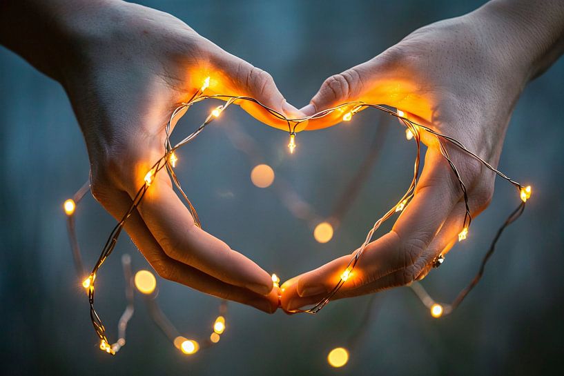 Hands form heart with lights by Imperial Art House
