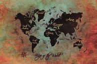 wereldkaart zwart groen rood #kaart #wereldkaart van JBJart Justyna Jaszke thumbnail