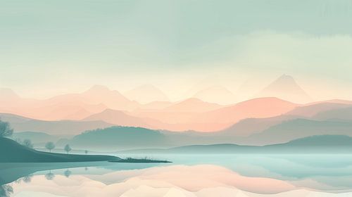 Zacht glooiend landschap in zachte kleuren