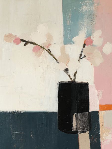Stilleben mit Blumen in Pastellfarben von Japandi Art Studio