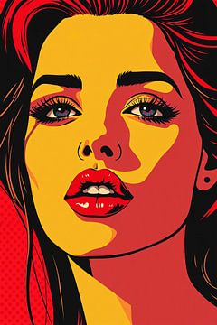 Vrouw in het rood - Pop Art van Wandbilder-Shop