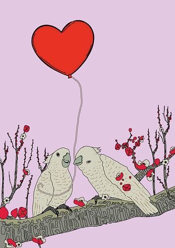 Two Birds Perched On A Branch