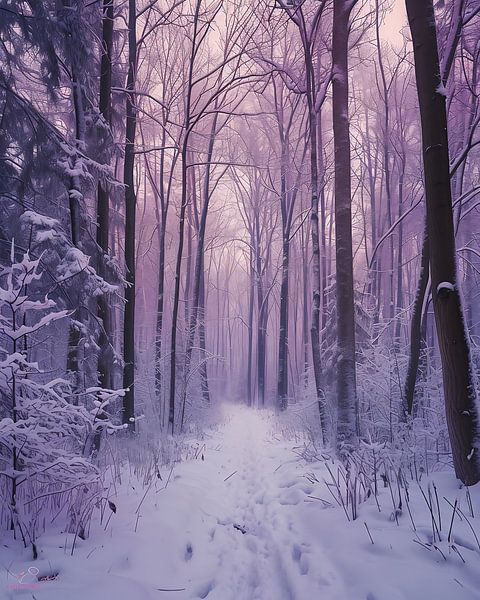 Magisch licht in het winterse bos van fernlichtsicht