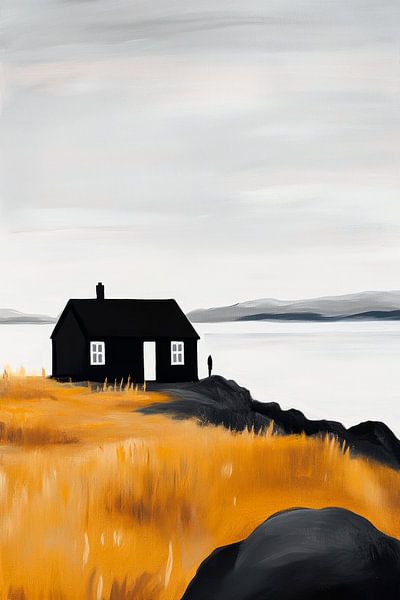 Black house by the water - Minimalist by Poster Art Shop