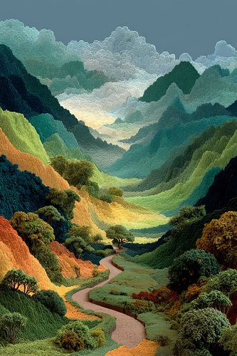 kleurrijk fictief landschap