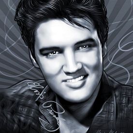 Elvis Presley Pop Art artwork (black and white) by Martin Melis