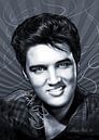 Elvis Presley Pop Art kunstwerk (zwart-wit) van Martin Melis thumbnail