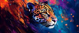 Iridescent leopard in a riot of colour by Poster Art Shop