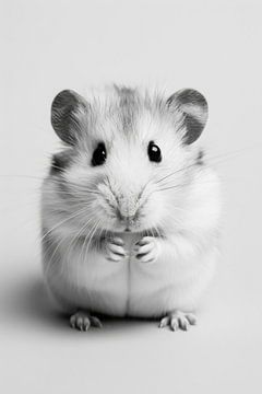 Hamster in zwart-wit van Poster Art Shop