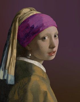 Girl with a Pearl Earring - purple edition by Digital Art Studio