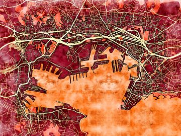 Kaart van Toulon centrum in de stijl 'Amber Autumn' van Maporia