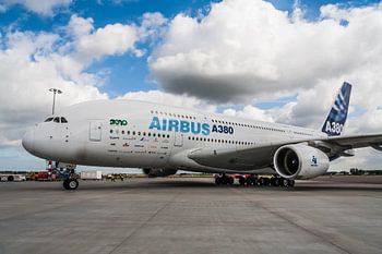 Airbus A380 op het platform