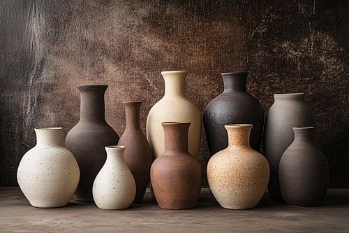 Collection de vases rustiques faits à la main