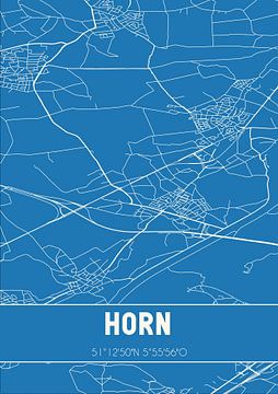 Blauwdruk | Landkaart | Horn (Limburg) van MijnStadsPoster