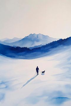 Winterwandeling in de sneeuw van Poster Art Shop