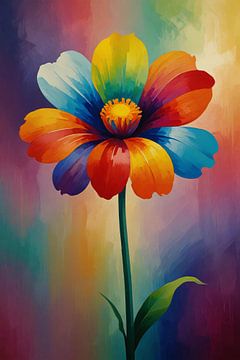 Explosie van kleur in abstracte bloem van De Muurdecoratie
