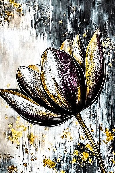Abstracte bloem in goudtinten van Art & Soul Creations