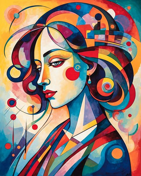 Abstracte kleurrijke vrouw van Jan Bouma