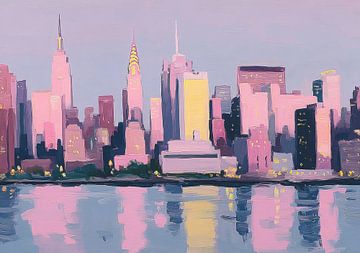 New York Skyline - aquarelle pastel