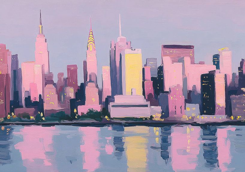 Skyline van New York - Pastel aquarel van Niklas Maximilian