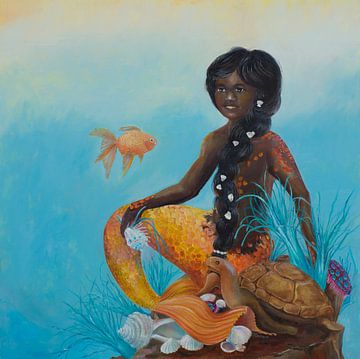 Mermaid with goldfish: Sirena by Anne-Marie Somers
