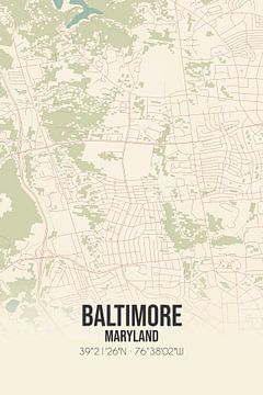 Alte Karte von Baltimore (Maryland), USA. von Rezona