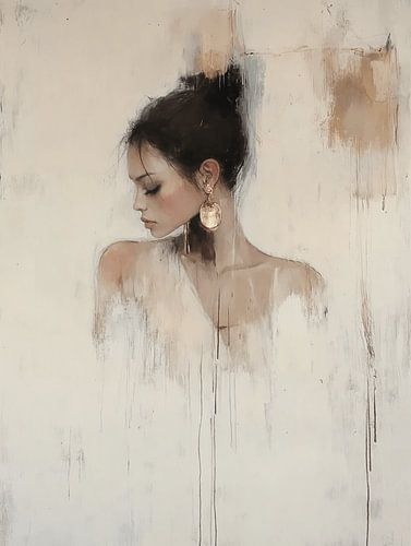 Modern chic en abstract portret in aardetinten