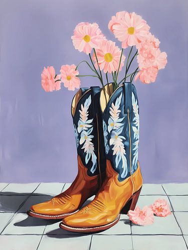 Cowgirl boots with flowers