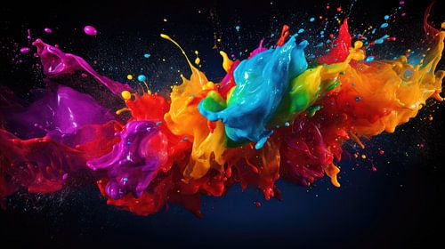 "Kleur Cascade: Dynamische kunstwerken in spatten en spatten"