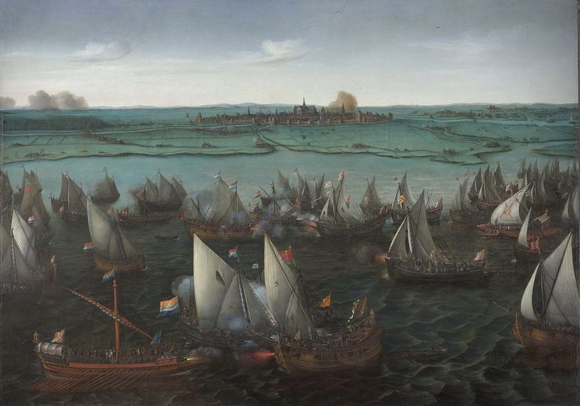 Battle between Dutch and Spanish Ships on the Haarlemmermeer, Hendrick Cornelisz Vroom by Masterful Masters