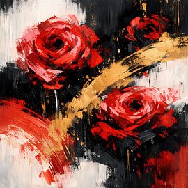 Rote Rosen im Goldrausch von ButterflyPix