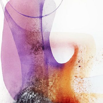 Modern abstract in paars en oranje van Studio Allee