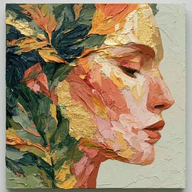 Explosion de couleurs – Portrait floral expressif à l'huile