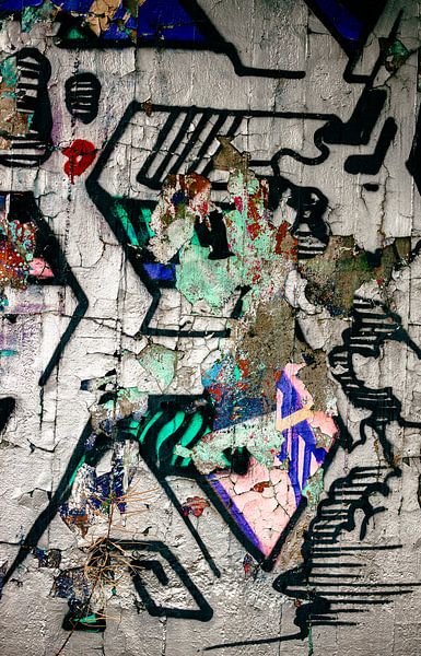 Graffiti Abstrait sur Mur Patiné – Menthe, Rose &amp; Violet par Brave Toaster Photos