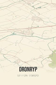 Vintage landkaart van Dronryp (Fryslan) van MijnStadsPoster